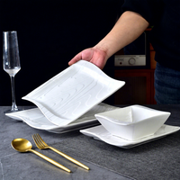 Ensemble d'assiettes rectangulaires en porcelaine blanche pour apéritifs, écologiques, pour fêtes, mariages, style américain, cadeau d'affaires, vaisselle