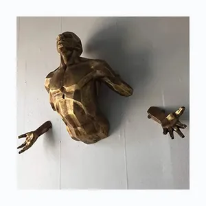 현대 스타일 홈 장식 금속 벽 그림 조각 청동 금속 남자 예술 3D 벽 조각 장식