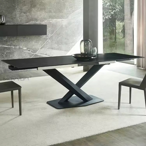 Juego de mesa de comedor extensible con patas de metal de lujo, muebles modernos para el hogar, parte superior de cerámica minimalista italiana Popular - Product Image 1