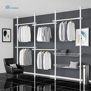 YIJIALE Armoire Portable Moderne Extensible de Style Walk-In <span class=keywords><strong>avec</strong></span> Rideaux et Rails Doubles pour Vêtements - Product Image 1