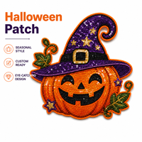 Parche Termoadhesivo de Lentejuelas Bordadas de Halloween, Insignia Personalizada de Calabaza para Chaquetas, Mochilas, Sombreros, Programas de Regalos de Temporada