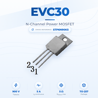 Transistor MOSFET Trench N-Channel EvolE 900V 5A Paket TO-257 Suhu Operasi -55C hingga +150C Setara STP6N90K5