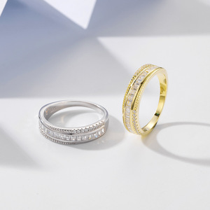 Usine de bijoux MuShan, un ensemble de bagues à rail incurvé avec rangée de diamants pour femmes, mode européenne et américaine, 925 - Product Image 4