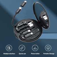 Kit de câbles de charge 6 en 1 Schitec Mirror, boîte de rangement pour carte SIM, ensemble de câbles de données multifonction pour appareil mobile