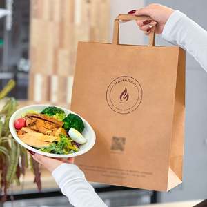 Bolsa de Papel Kraft Marrón Reciclado Personalizada, Ecológica y Desechable para Comida para Llevar de Restaurantes - Product Image 6