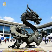 Statue de dragon chinois antique en bronze de grande taille RELONG, sculpture animale en métal pour la décoration de jardin extérieur