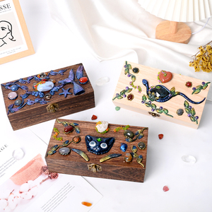 New Designed Crystal Wooden <b>Box</b> Creative Tumbled Crystal <b>Magic</b> <b>Box</b> Specimen Holder for Healing Decoration - Product Image 6
