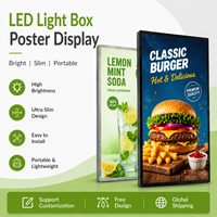 Boîte à lumière LED rectangulaire ultra-mince en alliage d'aluminium, panneau mural lumineux, affiche en verre trempé, menu