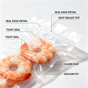 Food Grade PE <b>Vacuum</b> <b>Bag</b> 3 Side Seal Pouch Transparent Packaging for Shrimp Seafood Frozen Food - Product Image 4