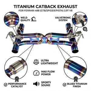 ระบบท่อไอเสียแบบ Catback วาล์วควบคุม Vortex Blue Burnt Titanium สำหรับ Ferrari 488 GTB Spider Pista 3.9T V8 ชุดระบบปรับแต่งแบบติดตั้งได้โดยตรง - Product Image 1
