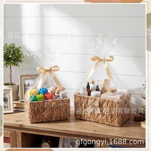 Woven <b>Storage</b> <b>Basket</b> Rectangle Handmade For Household Sundries Organizing Toys - Product Image 3