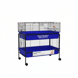 Cage pour petits animaux de compagnie haut de gamme, double étage, structure en fil d'acier, plateau en plastique, design moderne et durable pour petits animaux. - Product Image 1