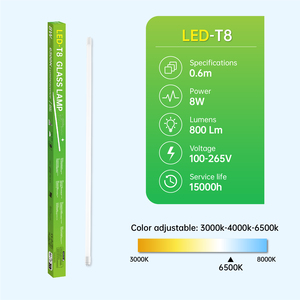 Lámpara LED T8 de Alta Eficiencia 100lm/W, Tubo de Vidrio de 8W 800lm 3000K-6500K <span class=keywords><strong>G13</strong></span> 100-265V IC-DOB para Oficina y Almacén - Product Image 2