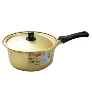 韓国の黄色いアルミ鍋ラーメンヌードルポットインスタント韓国の急速加熱ラーメン調理鍋キッチン調理器具用蓋付き