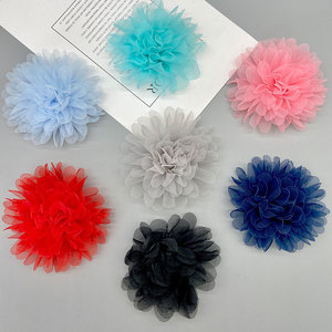 Chiffon Flowers Tulle Pom Poms Hair Accessories Party <b>Decorations</b> For Children Clothing <b>Shoes</b> Hats 8cm Handmade Craft Material - Product Image 1