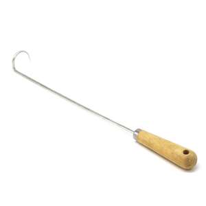 19 inç barbekü paslanmaz çelik Pigtail gıda Flipper biftek et Turner kanca ile ahşap kollar - Product Image 2