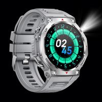 Montre connectée d'extérieur 1,43 pouces AMOLED avec lampe torche, boussole, appels Bluetooth, suivi santé et sport, bracelet en silicone magnétique, rappel d'appels, étanche IP68