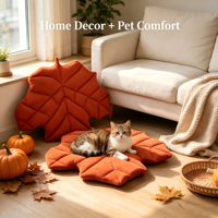 Coussin pour animaux de compagnie en forme de feuille de style nordique, coussin en peluche pour chat et chien, rembourrage épais, montage facile, tapis de couchage doux et chaud, coussin en polaire lavable