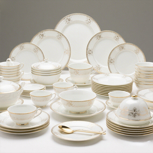 Services de table en céramique de luxe, originaux de l'usine du Shandong, <span class=keywords><strong>vaisselle</strong></span> <span class=keywords><strong>blanche</strong></span> et dorée, ensemble mignon pour 24 personnes - Product Image 2