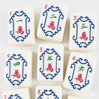 Set Mahjong Klasik Amerika 160 Buah Lengkap, Ubin Akrilik Warna Krem dengan Motif Naga, Angin, dan Joker, Siap untuk Turnamen