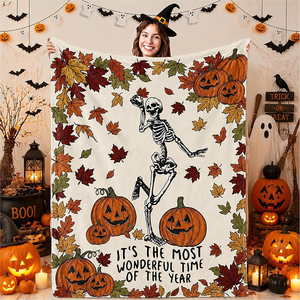 Halloween Bedruckte Decke Weiche Flanell-Fleece-Decke mit Kürbis-, Geister- und Hexen-Design für Zuhause, Sofa und Bett - Product Image 3