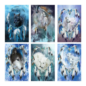 Peinture Diamant 5D Animal Loup, Croix-Croixée, Point de Croix, Peinture sur Toile, Décoration Intérieure, Accessoires DIY, Cadeau, Carré/Rond Complet, <span class=keywords><strong>Attrape</strong></span>-Rêves - Product Image 2