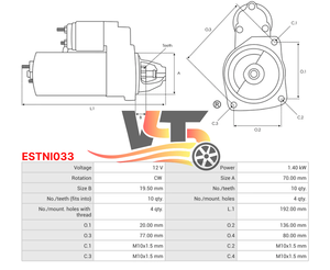 Démarreur automatique ESTNI033 10T pour RENAULT <span class=keywords><strong>LOGAN</strong></span> 1.6I démarreur pour NISSAN Qashgai 1.6 23300-EE01D 23300-EE00A 23300-EE00B - Product Image 6