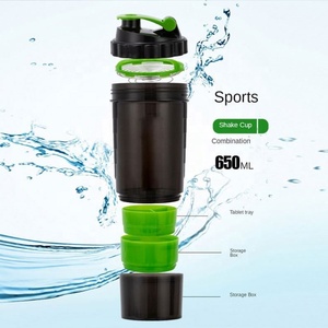 Custom Logo Triple Protein Shaker <b>Bottle</b> With <b>Pill</b> Powder Storage Gym 3 Layer in 1 Protein <b>Bottle</b> - Product Image 4