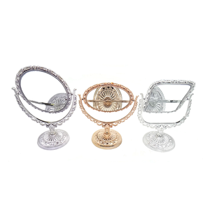 Accept Custom Shape Vintage French Style <strong>Gold</strong> Silver Color Doublesided Oval Shape Plastic Standing <strong>Table</strong> <strong>Mirror</strong> - Product Image 5