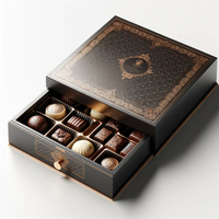 Boîte cadeau de luxe personnalisée pour chocolats avec insert et logo de marque, emballage rigide en carton pour truffes, pralines et bonbons