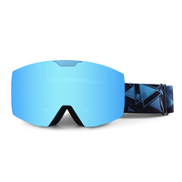 Vente en gros masque de snowboard anti-buée revêtement sans cadre bleu motoneige lunettes de ski magnétiques otg