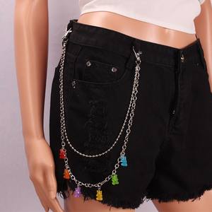 Cadena de cintura de acrílico con diseño de oso gomoso para mujer, cadena de pantalón a la moda, cadena de doble capa de aleación de zinc para uso diario, joyería. - Product Image 1