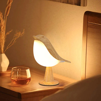 Lampe de nuit LED portable rechargeable au design créatif d'oiseau, lumière chaude, contrôle tactile à intensité variable, lampe de chevet pour la lecture