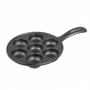 Cast <b>Iron</b> Krapfen Pan <b>7</b> Cup Round Nonstick For Baking German Doughnuts - Product Image 2