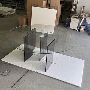 Tavolo da pranzo rotondo personalizzato di fabbrica 10 posti centro isola tavolo acrilico <span class=keywords><strong>gambe</strong></span> tavolo di <span class=keywords><strong>vetro</strong></span> <span class=keywords><strong>per</strong></span> ristorante - Product Image 1
