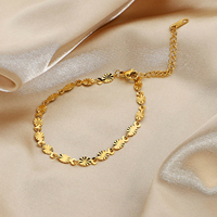 Bracelet chaîne fleur ovale fait main en acier inoxydable 316 plaqué or avec sertissage circulaire exquis