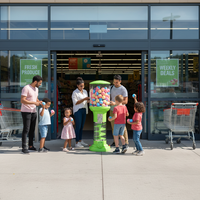 Distributeur automatique de jouets en capsules vertes, fonctionnant avec des pièces et des jetons |   120-200 pièces PC/ABS |   Garantie d'un an, vente en gros pour les magasins de jouets