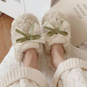 Sayoung in pelliccia di coniglio artificiale con punta a punta dolce con fiocco <span class=keywords><strong>pantofole</strong></span> calde da <span class=keywords><strong>donna</strong></span> - Product Image 2