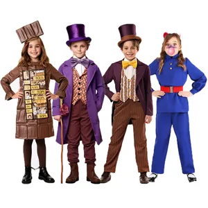 Fabrika kostüm Charlie çikolata cadılar bayramı Willy Wonka Oppa performans parti çünkü kostümleri çocuklar için