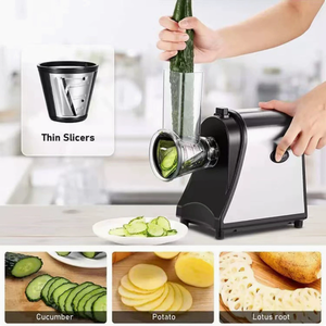 Robot culinaire électrique 5-en-1 multifonction : hachoir, coupe-légumes, trancheuse et broyeur pour carottes, pommes de terre, <span class=keywords><strong>papaye</strong></span> verte – Idéal pour <span class=keywords><strong>la</strong></span> maison - Product Image 6