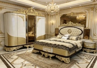Lit traîneau de luxe américain traditionnel réglable en bois sculpté et résine, avec rangement, pour lits Queen et King Size, ensemble de meubles de chambre à coucher pour la maison