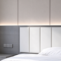 Sistem Headboard Tempat Tidur Hotel Minimalis Modern Dengan Soket Lampu Dinding LED Backlight Pelapis Khusus untuk Proyek Perhotelan