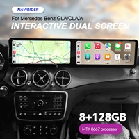 Radio para Auto con Pantalla Doble Android, 128 GB de Almacenamiento, 12.3+12.3 Pulgadas, para Mercedes Benz GLA Clase A, Clase B, A45 2013-2023, Navirider, Carplay