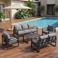 Modernes 5-teiliges Gartenmöbel-Set Außenbereich Aluminium Sessel Konversations-Set Outdoor Wasserdicht