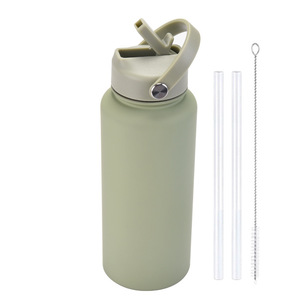 Outdoor Portable Insulated <b>Cup</b> 1000ml Stainless Steel With Straw <b>Large</b> Capacity For Sport Water Bottle Blue - Product Image 3