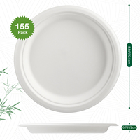 Assiettes en papier compostables, vaisselle jetable biodégradable résistante en bagasse, parfaite pour les collations, les desserts, les fêtes