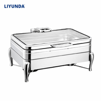Liyunda luxe haute qualité Commercial noir titane chauffe-plat 9L Rectangle acier inoxydable chaleur chauffe-aliments Buffet poêle