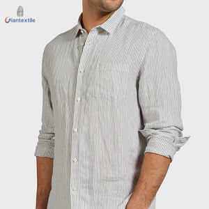 Giantextile primavera abbigliamento migliore vendita <span class=keywords><strong>camicia</strong></span> da uomo <span class=keywords><strong>lino</strong></span> 100% <span class=keywords><strong>verde</strong></span> e bianco a righe a maniche lunghe <span class=keywords><strong>camicia</strong></span> classica per gli uomini - Product Image 2