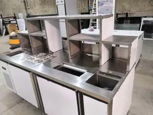 Mostrador de Trabajo Económico para Refrigerador, Barra de Té de Burbujas <span class=keywords><strong>con</strong></span> Mesa de Trabajo de Acero Inoxidable, Mesa de Café para Hotel - Product Image 5