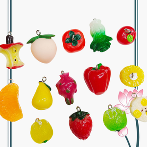 レジンフルーツペンダントイミテーションフードダングルチャームリンクDIYクラフトイヤリングブレスレット用メタルループ付きラブリーハングオーナメント - Product Image 4